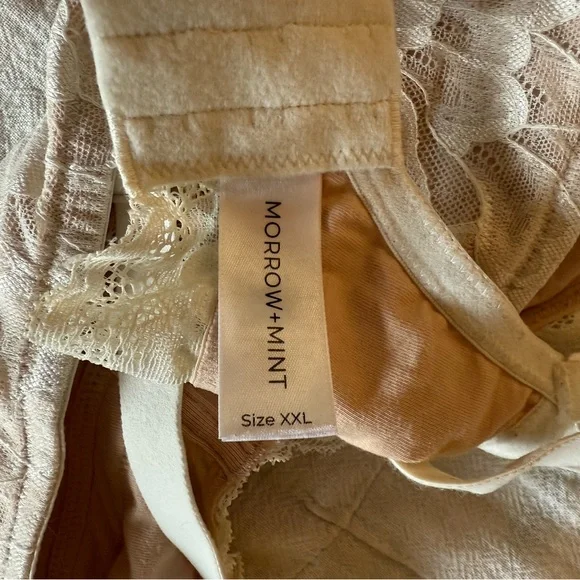 Morrow + Mint Organic Cotton Tulip Lace Nursing Bralette Ivory - Picture 4 of 5